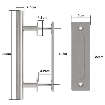 WOLFBIRD 30CM Scheunentorgriff, Schiebetür zieht-Griff, Schwarz Türgriff, Schiebetür Handgriff, Küchengriffe, Schiebe Türgriff, für Eine Holztür, Rostfreier Stahl