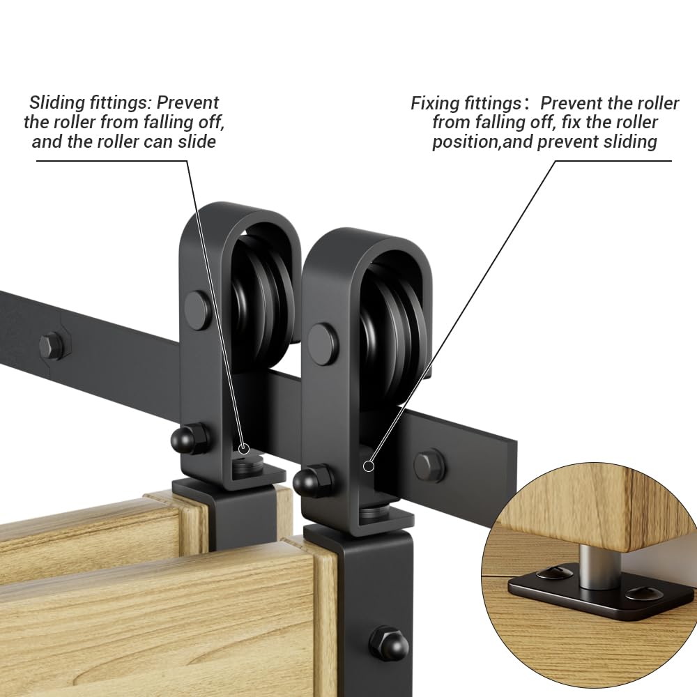 WOLFBIRD 100CM/3.3FT Bi-Folding Sliding Barn Door Hardware Kit, Heavy Duty Sturdy Barn Door Track Set, Smoothly and Quietly, Fits 2 Doors (No Door)