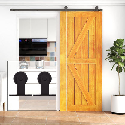 WOLFBIRD Sliding Barn Door Kit, 6.6FT/200CM Heavy Duty Closet Barn Track, Hardware Kit for Single Wood Doors, T Shape Hanger for Single Wooden Gate Interior