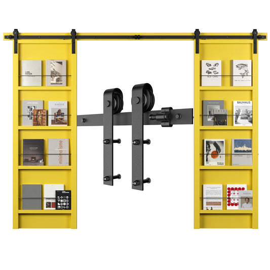 Wolfbird 305CM/10FT Schiebetür Beschlag Schiebetürsystem Gleitschiene Holzschiebetür Schiebetürbeschlag Set für Doppeltüren