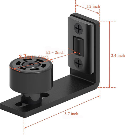 Wolfbird Floor Guide 2 Doors Adjustable Sliding Barn Door Bottom Roller Guide Wall Mount Hardware Black