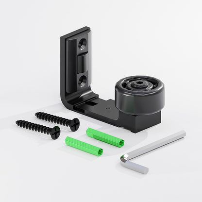 Wolfbird Adjustable Sliding Door Floor Guide, Universal Style,Wall Mounted Barn Door Floor Guide Roller Bottom Bracket, Suitable Door Thickness 2.5cm-6cm, Black（2PCS