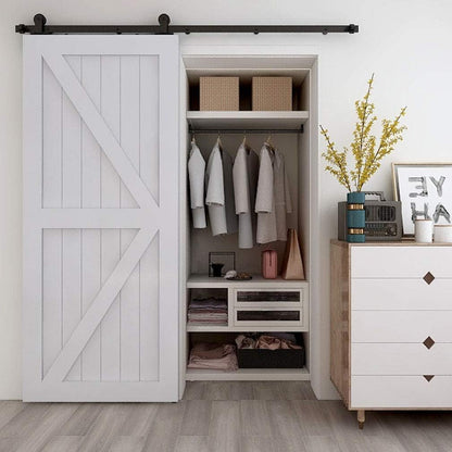 WOLFBIRD 167cm/5.5ft Sliding Door Hardware Kit, Accessories for Sliding Doors, The Barn Door Rail Kit Fits A Wooden Door, Style 4