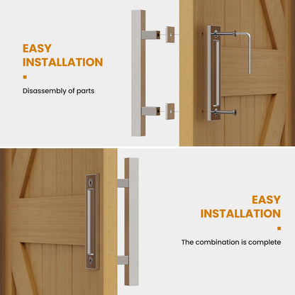 WOLFBIRD 30CM Scheunentorgriff Schiebetür zieht-Griff Rostfreier Stahl Doppelseitige Eingebettet Silber