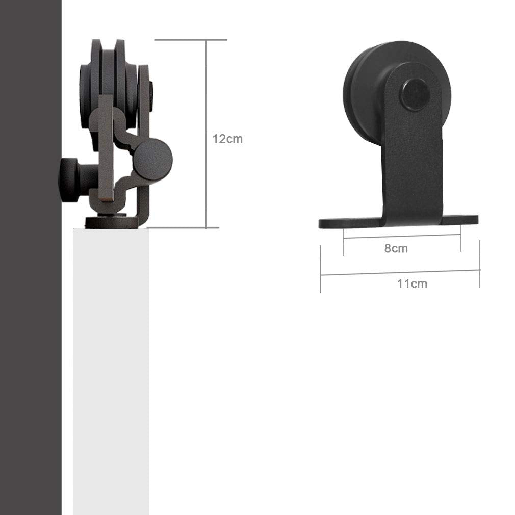 WOLFBIRD Sliding Barn Door Kit Double Door Track System Basic Black Closet Hardware 10FT/304CM Heavy Duty T Roller