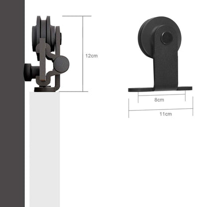WOLFBIRD Sliding Barn Door Kit Double Door Track System Basic Black Closet Hardware 10FT/304CM Heavy Duty T Roller