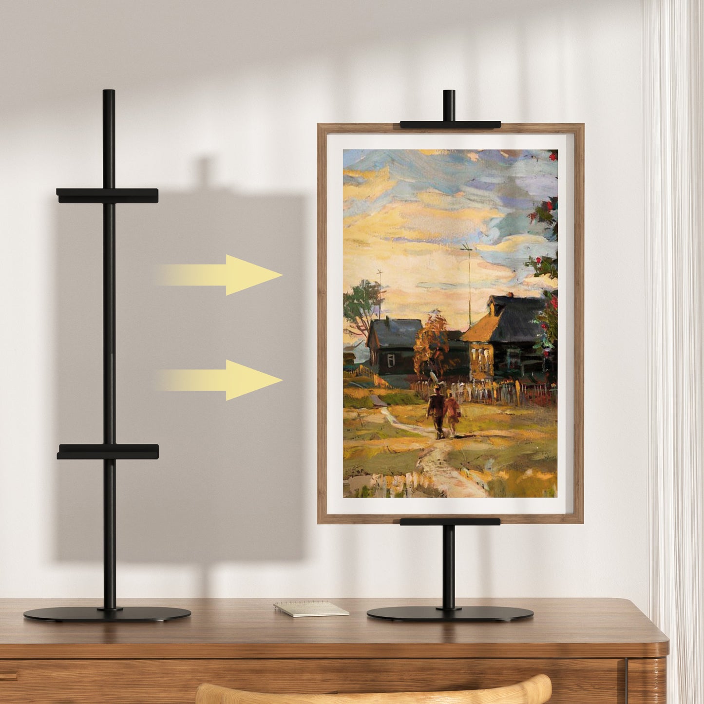 WOLFBIRD Bilderrahmenständer Zeichenbrett-Präsentationsständer verstellbarer Tischplatte Rahmen Halter, Metall Display Stand für Kunstwerk Leinwand in Häusern oder Büros, schwarz