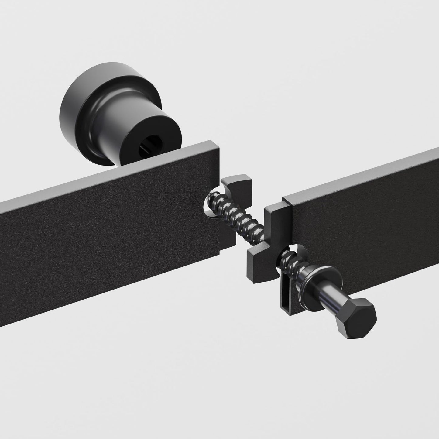Wolfbird 6 ft Sliding Door Fitting Set - Black - Carbon Steel - Rustic Style