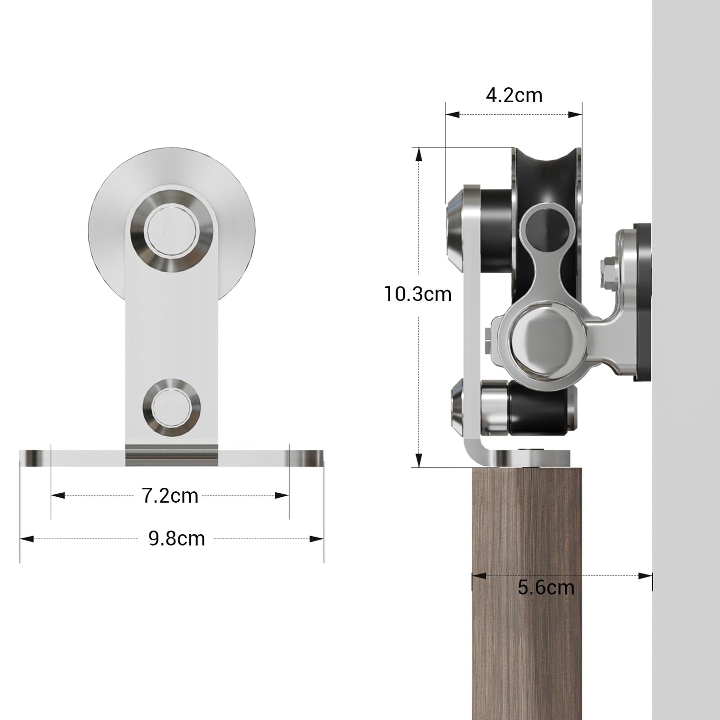 WOLFBIRD 6FT/183cm Stainless Steel Sliding Barn Door Kit, for Single Panel Wooden Barn Door Hardware Accessories, Round Style