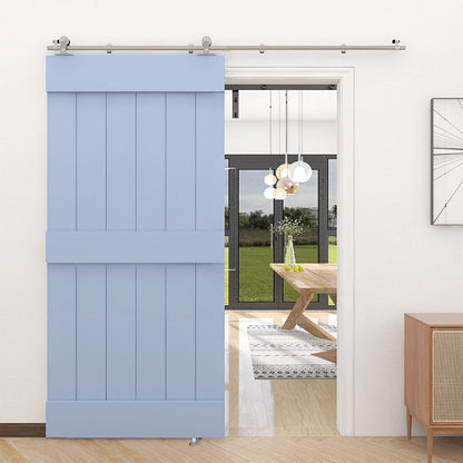 WOLFBIRD Stainless Steel Sliding Barn Door Hardware Kit 6FT/183CM for Single Wood Door Heavy Duty Sliding Door Track - T Shape Hanger