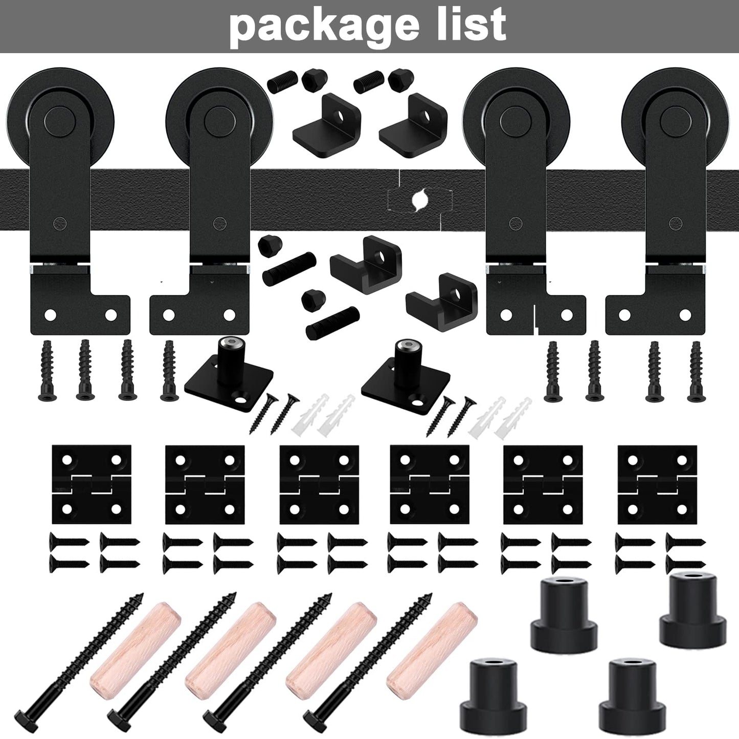 WOLFBIRD 150CM/5FT Bi-Folding Sliding Barn Door Hardware,Quietly Simple and Easy to Install for 4 Doors Hardware Kit, Applicable to Door Openings 120-130CM [T Style No Door ]