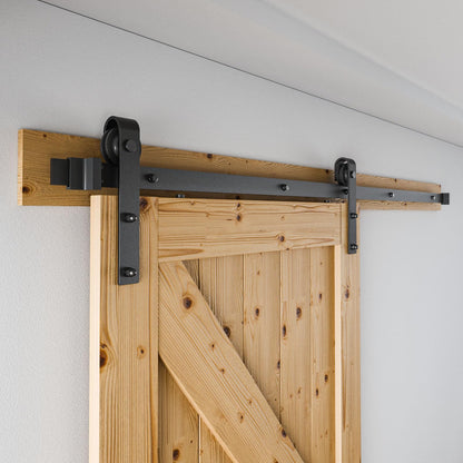 Sliding Barn Door Kit 6.6FT/200CM Black Heavy Duty Barn Door Sliding Hardware Track Kit for Single Wood Door 100CM Wide