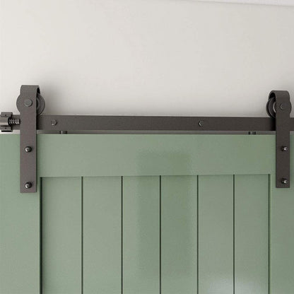 WOLFBIRD 8FT/244cm Sliding Door Hardware Closet Kit for Double Wood Doors, Steel J Roller Kit, Sliding Door Track System