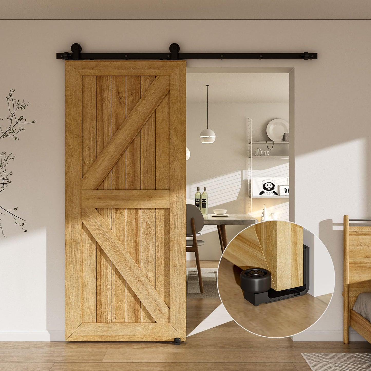 Wolfbird Einstellbar Bodenführung Wand/Tür Unterseite Schiebetür Bodenführung Klassisches Doppelrad Black Style