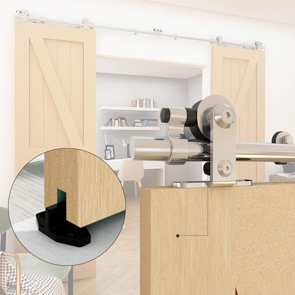 WOLFBIRD Sliding Barn Door Hardware Kit 9FT for Double Wood Door Stainless Steel Sliding Door Track WOLFBIRD - T Style