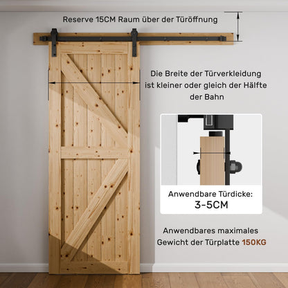 Wolfbird 6 ft Sliding Door Fitting Set - Black - Carbon Steel - Rustic Style