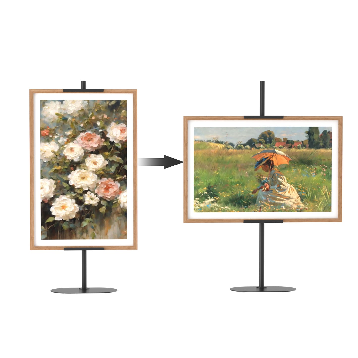 WOLFBIRD Bilderrahmenständer Zeichenbrett-Präsentationsständer verstellbarer Tischplatte Rahmen Halter, Metall Display Stand für Kunstwerk Leinwand in Häusern oder Büros, schwarz