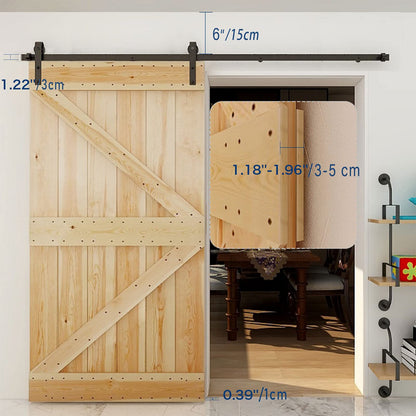 WOLFBIRD 5.6FT/173CM Binario per Porta Scorrevole Kit Nero Accessori e Rustico Stile Armadi/camere da letto/bagni e altri scenari di utilizzo