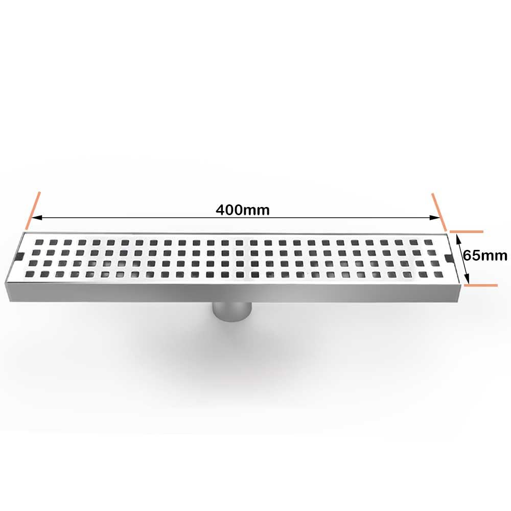 WOLFBIRD 40CM Duschrinne Edelstahl Ablaufrinne Bodenablauf,Selbstreinigender Siphon mit Geruchsstop, Haarsieb - Randablauf