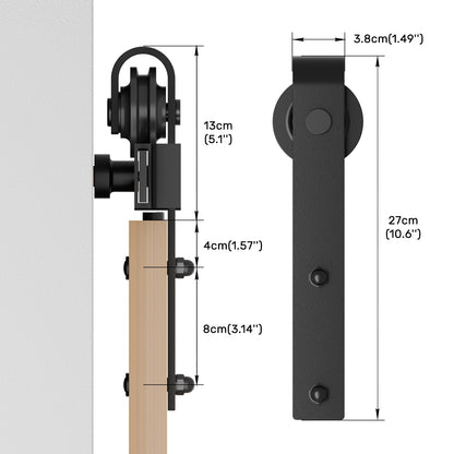Sliding Barn Door Kit 5FT/152CM Black Heavy Duty Barn Door Sliding Hardware Track Kit for Single Wood Door 76CM Wide
