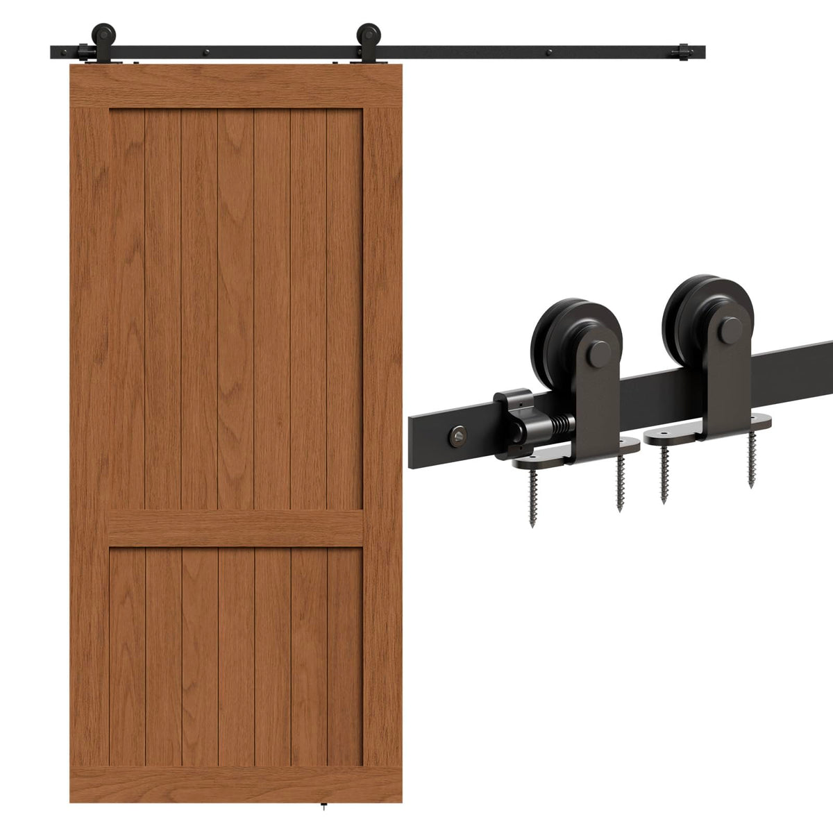 WOLFBIRD Sliding Barn Door Kit, 4FT/120CM Hardware Kit, for Single Wooden Doors, T-Shaped Hanger for Interior Door