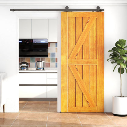 WOLFBIRD Sliding Barn Door Kit, 6.6FT/200CM Heavy Duty Closet Barn Track, Hardware Kit for Single Wood Doors, T Shape Hanger for Single Wooden Gate Interior