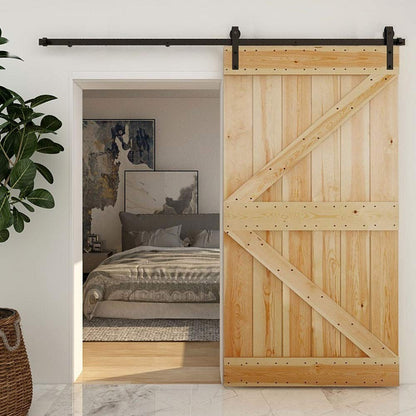 Sliding Barn Door Kit 5FT/152CM Black Heavy Duty Barn Door Sliding Hardware Track Kit for Single Wood Door 76CM Wide