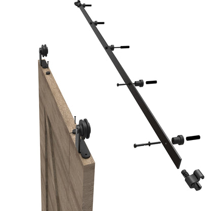 WOLFBIRD 6.6FT/200cm Stainless Steel Sliding Barn Door Kit, for Single Panel Wooden Barn Door Hardware Accessories, Hangers Basic Style T