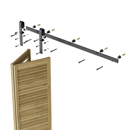 WOLFBIRD 100CM/3.3FT Bi-Folding Sliding Barn Door Hardware Kit, Heavy Duty Sturdy Barn Door Track Set, Smoothly and Quietly, Fits 2 Doors (No Door)