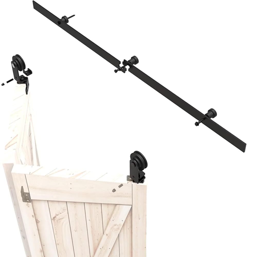 WOLFBIRD 91CM/3FT Bi-Folding Sliding Barn Door Hardware,Quietly Simple and Easy to Install for 2 Doors Hardware Kit, Applicable to Door Openings 60-70CM [T Style No Door ]