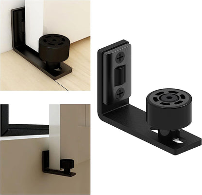 Wolfbird Floor Guide 2 Doors Adjustable Sliding Barn Door Bottom Roller Guide Wall Mount Hardware Black