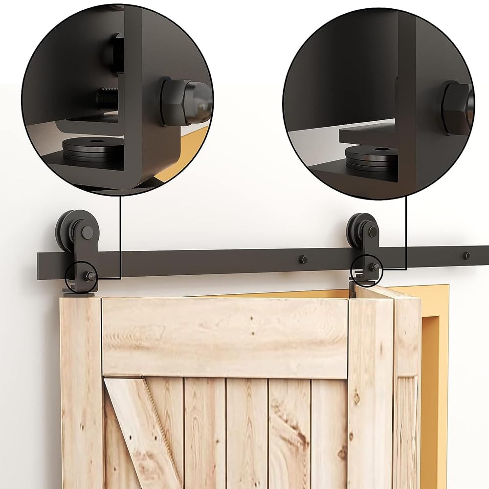 WOLFBIRD 91CM/3FT Bi-Folding Sliding Barn Door Hardware,Quietly Simple and Easy to Install for 2 Doors Hardware Kit, Applicable to Door Openings 60-70CM [T Style No Door ]
