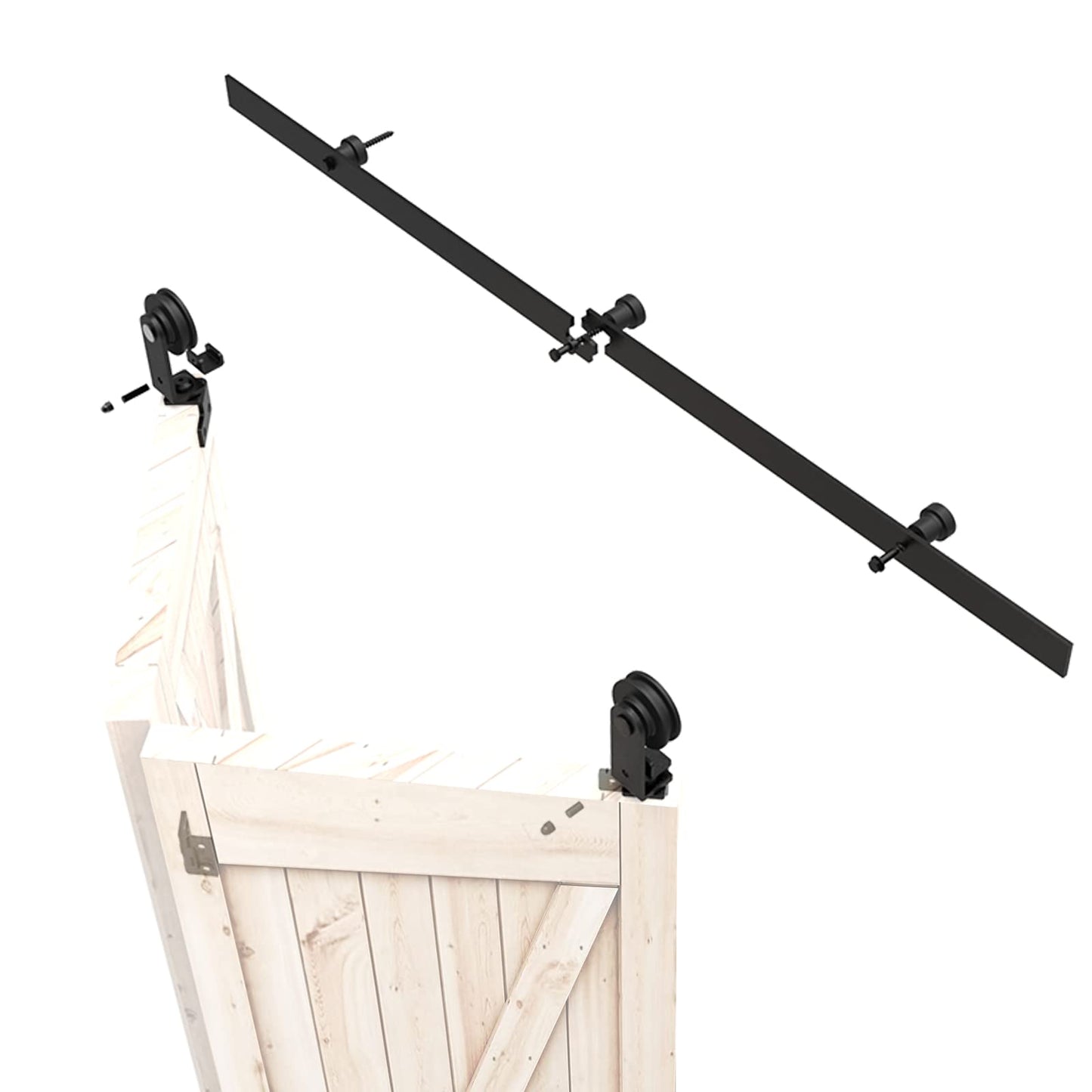 WOLFBIRD 120CM/4FT Bi-Folding Sliding Barn Door Hardware Kit, Heavy Duty Sturdy Barn Door Track Set, Smoothly and Quietly, for 2 Doors [Hardware Kit Only, No Door ]