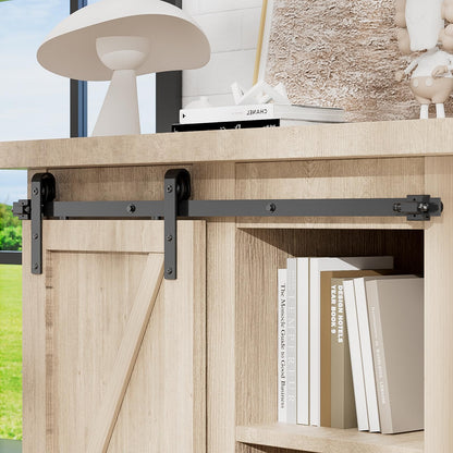WOLFBIRD 91CM/3FT Cabinet Mini Sliding Barn Door Hardware Kit, Single Barn Door Track Set, Apply for Storage Window TV Stand Closet, J Shape(No Cabinet)