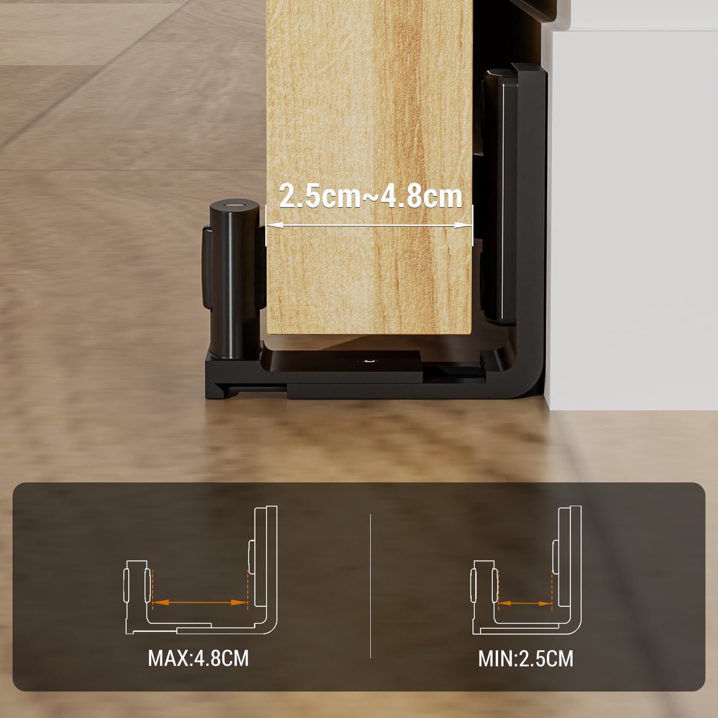 Wolfbird Einstellbar Bodenführung Wand/Tür Unterseite Schiebetür Bodenführung Klassisches Doppelrad Flach Justieren Style