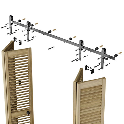 WOLFBIRD 183CM /6FT Bi-Folding Sliding Barn Door Hardware Kit, Heavy Duty Sturdy Barn Door Track Set, Smoothly and Quietly, Fits 4 Doors (No Door)