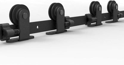 WOLFBIRD Sliding Barn Door Hardware Closet Kit 8FT/244cm Heavy Duty Barn Door Sliding Track Kit for Double Wood Doors T Shape Hanger Interior Exterior Door