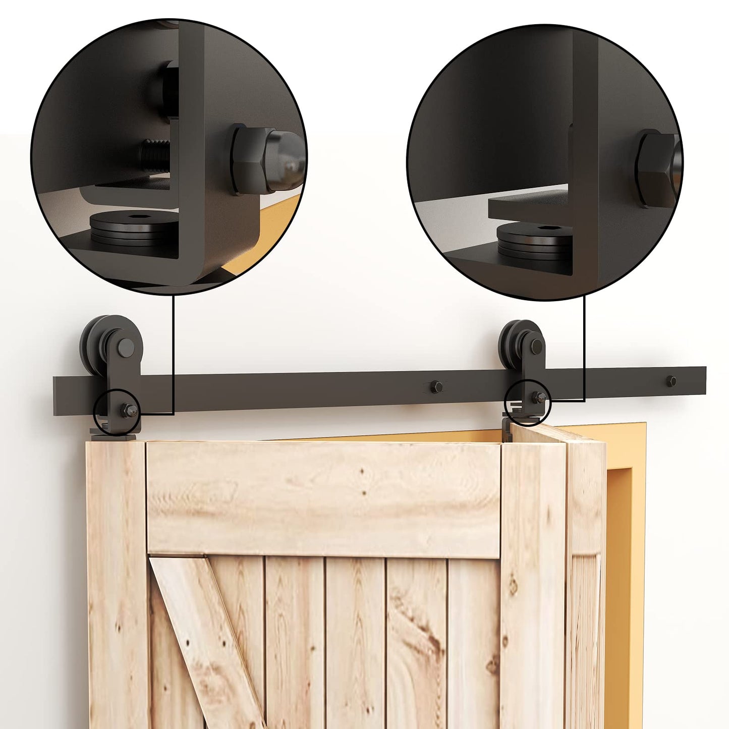 WOLFBIRD 100CM/3.3FT Bi-Folding Sliding Barn Door Hardware Kit, Heavy Duty Sturdy Barn Door Track Set, Smoothly and Quietly, for 2 Doors [Hardware Kit Only, No Door ]