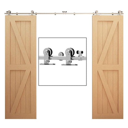 WOLFBIRD Sliding Barn Door Hardware Kit 9FT for Double Wood Door Stainless Steel Sliding Door Track WOLFBIRD - T Style