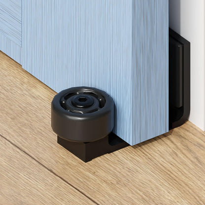 Wolfbird Adjustable Sliding Door Floor Guide, Universal Style,Wall Mounted Barn Door Floor Guide Roller Bottom Bracket, Suitable Door Thickness 2.5cm-6cm, Black（2PCS