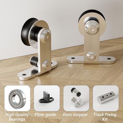 WOLFBIRD WOLFBIRD 6.6FT/200 cm Sliding Door Rail Kit Stainless Steel Sliding Door Accessory Set for Single Sliding Door