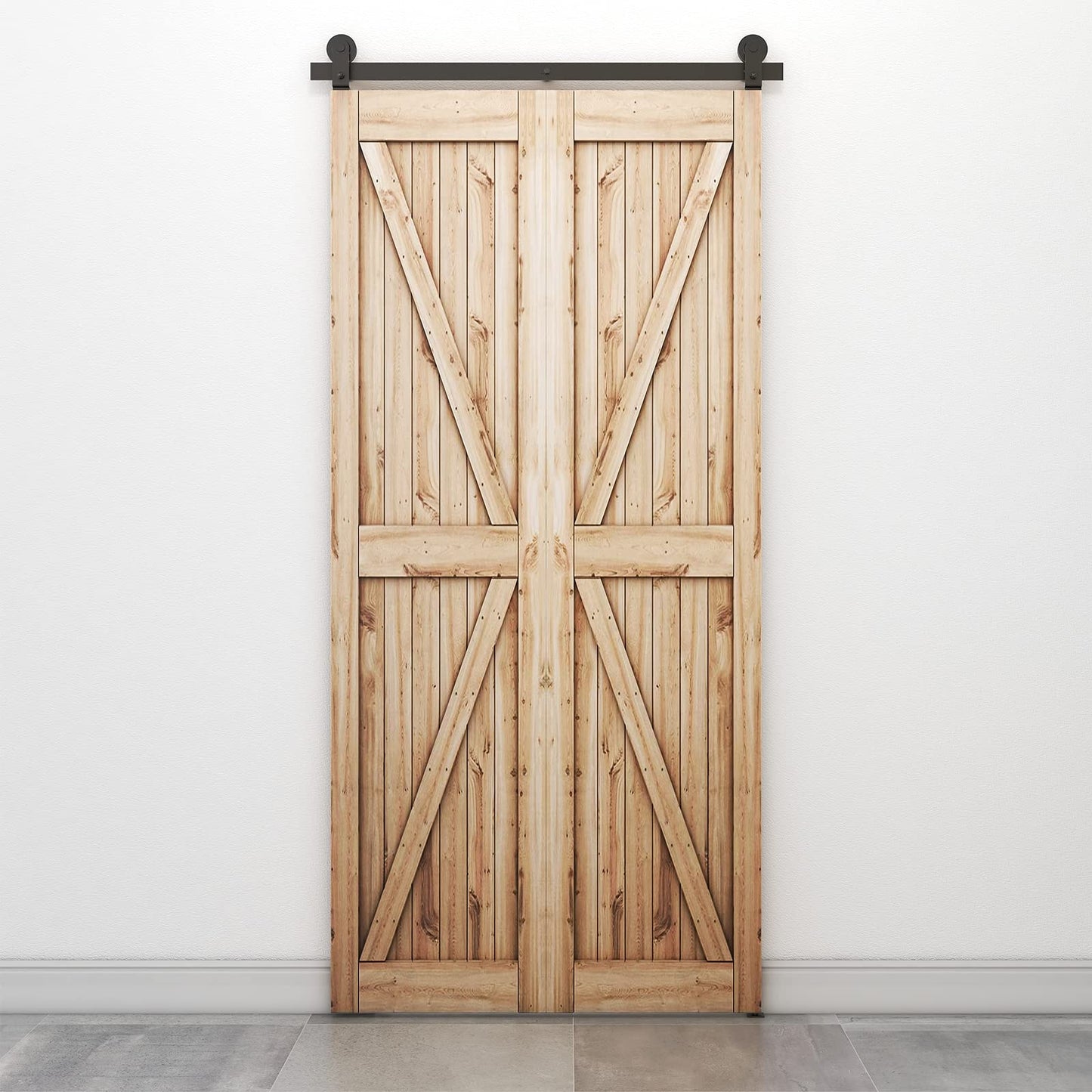 WOLFBIRD 120CM/4FT Bi-Folding Sliding Barn Door Hardware Kit, Heavy Duty Sturdy Barn Door Track Set, Smoothly and Quietly, for 2 Doors [Hardware Kit Only, No Door ]