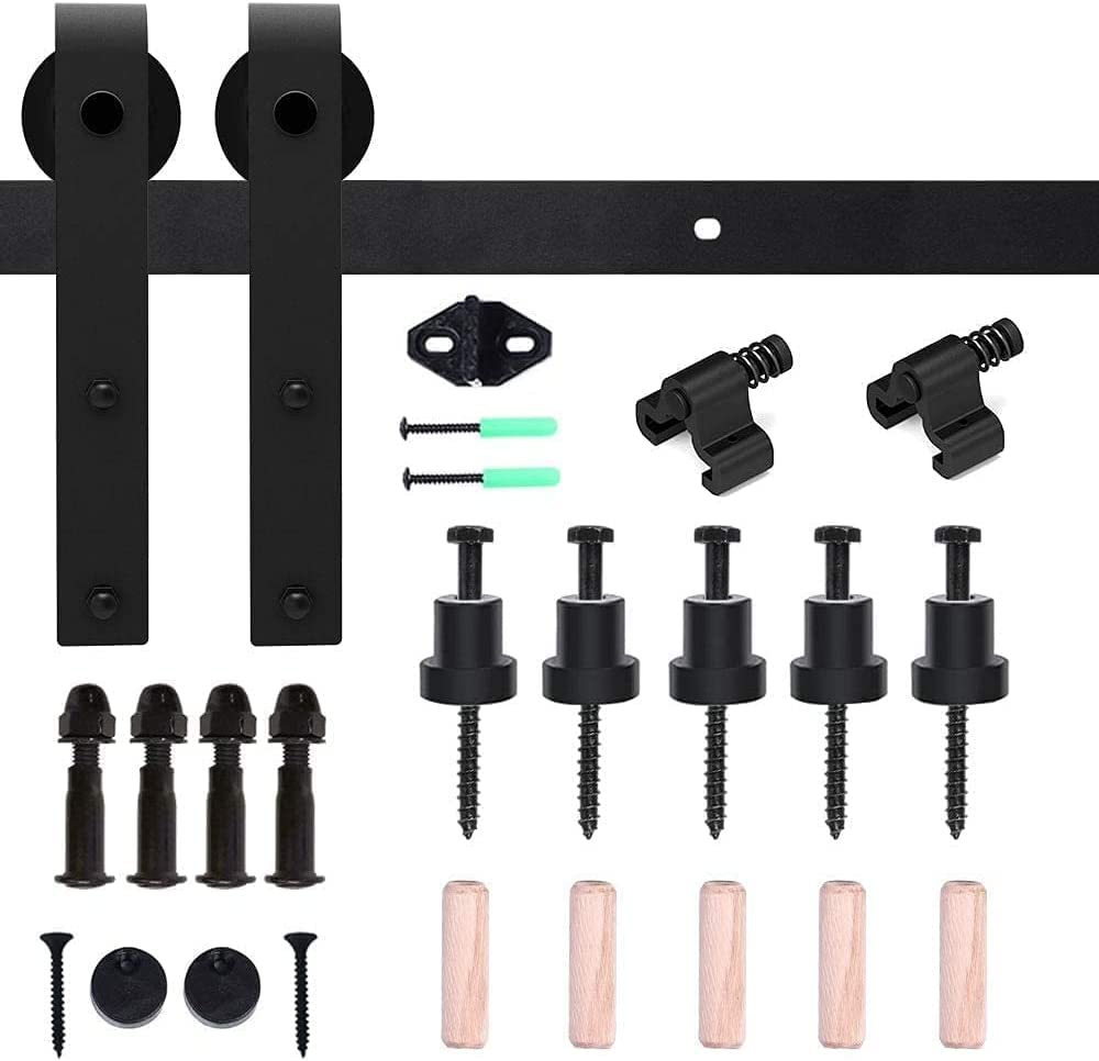 WOLFBIRD 167cm/5.5ft Sliding Door Hardware Kit, Accessories for Sliding Doors, The Barn Door Rail Kit Fits A Wooden Door, Style 1
