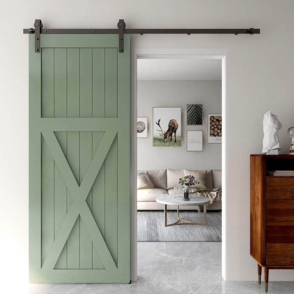 Wolfbird 213CM/7FT Schiebetür Beschlag Schiebetürsystem Gleitschiene Holzschiebetür Schiebetürbeschlag Set