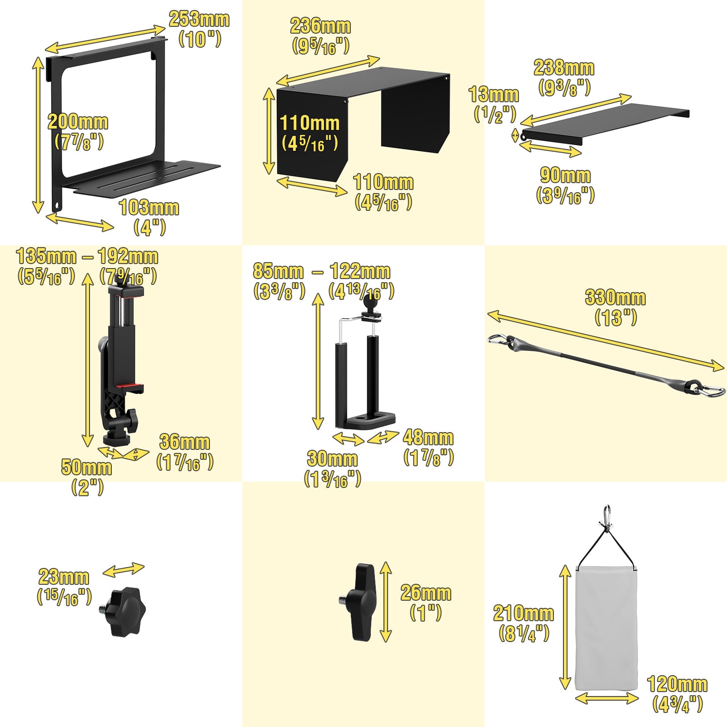 Telefon Zaun Halterung mit verstellbarem Schatten, Zaun Halterung mit Power Bank Clip für iPhone, Samsung, GoPro, Mevo Start und andere Action Kameras, Game Changer Montage Kit für Baseball, Tennis