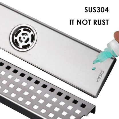 WOLFBIRD 70CM Duschrinne Edelstahl Ablaufrinne Bodenablauf,Selbstreinigender Siphon mit Geruchsstop, Haarsieb - Randablauf