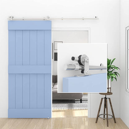 WOLFBIRD Stainless Steel Sliding Barn Door Hardware Kit 5.5FT/167CM for Single Wood Door Heavy Duty Sliding Door Track - T Shape Hanger