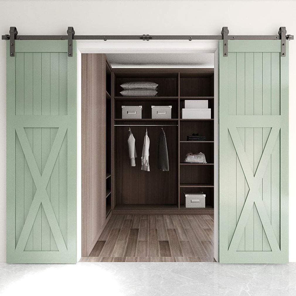 Wolfbird 244 cm / 8 ft Sliding Door Fitting Sliding Door System Sliding Rail Wooden Sliding Door Fitting Set for Double Doors