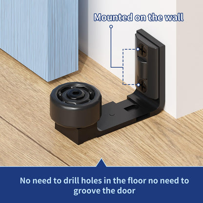 Wolfbird Adjustable Sliding Door Floor Guide, Universal Style,Wall Mounted Barn Door Floor Guide Roller Bottom Bracket, Suitable Door Thickness 2.5cm-6cm, Black（2PCS