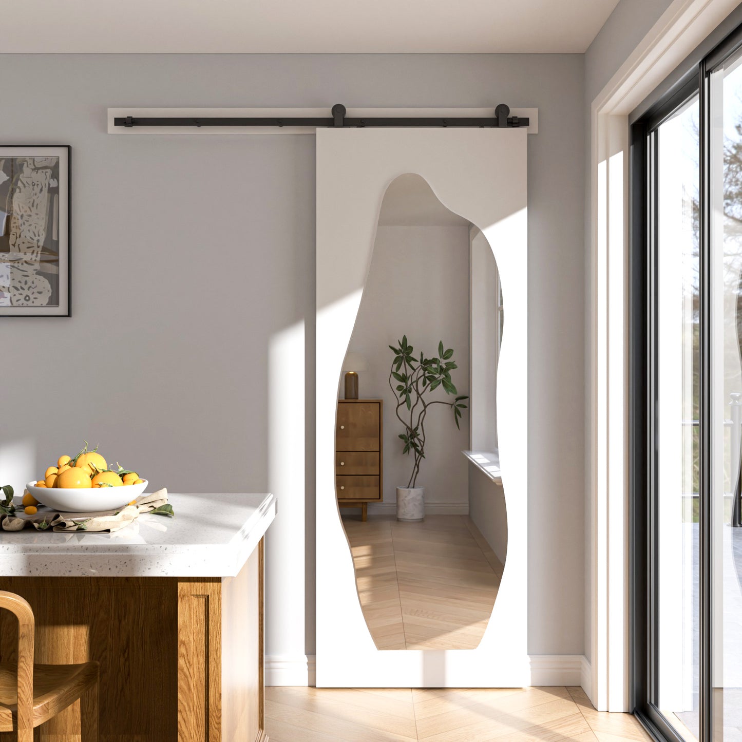 WOLFBIRD 6.6FT/200CM Quincaillerie De Porte Coulissante Kit Porte Coulissante Rail pour système de quincaillerie à célibataire porte